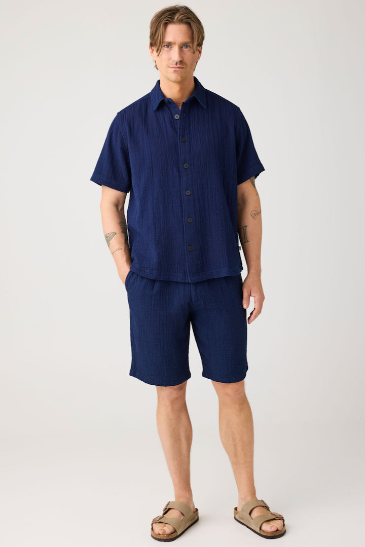 SHORT SLEEVE Dobby Shirt indigo KCA