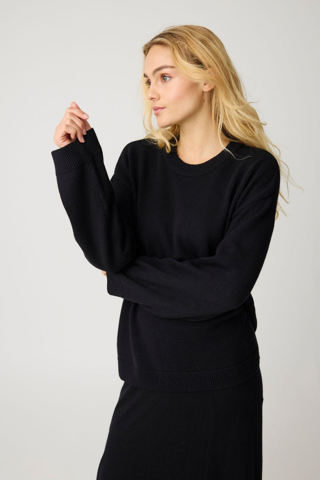 CASHMERE Crew Neck Sweater black jet