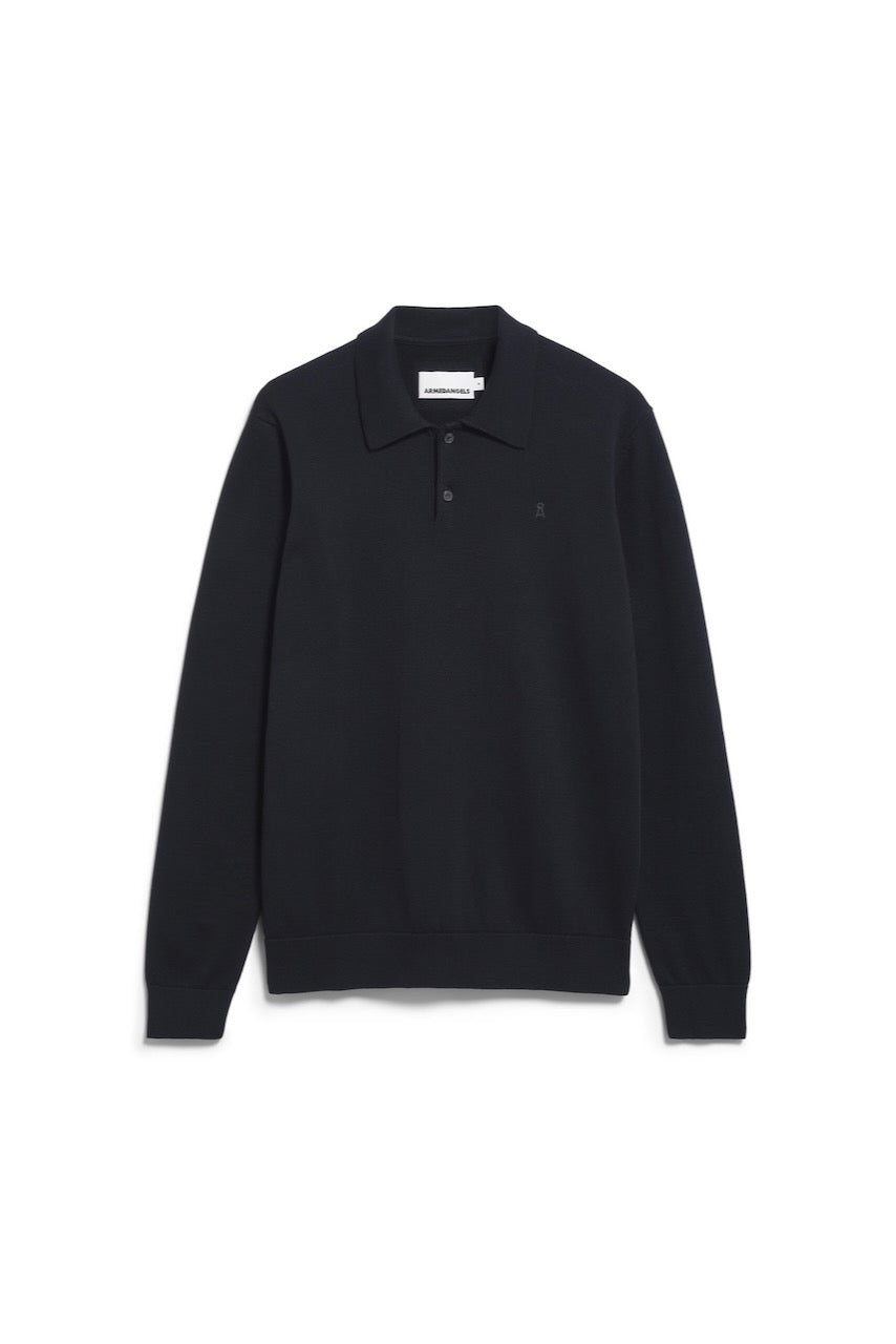 KNIT LS Poloshirt black