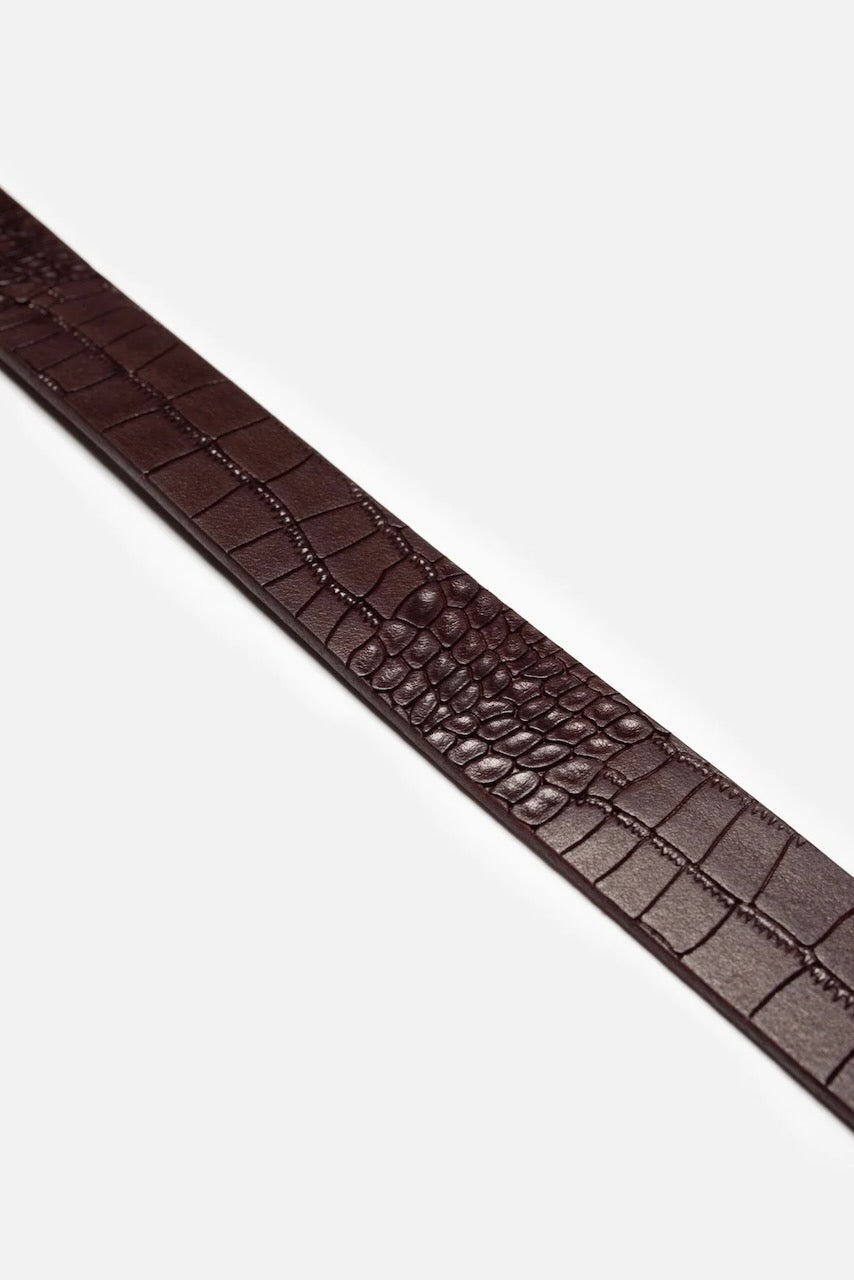 Faux Croco Silver Belt burgundy