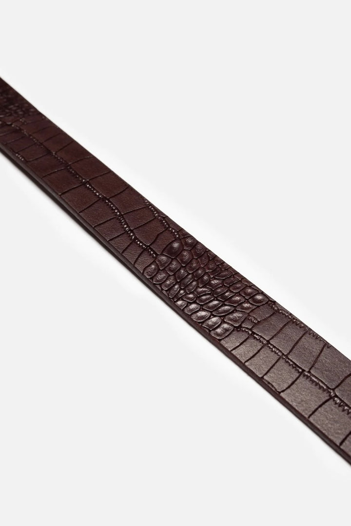 Faux Croco Silver Belt burgundy
