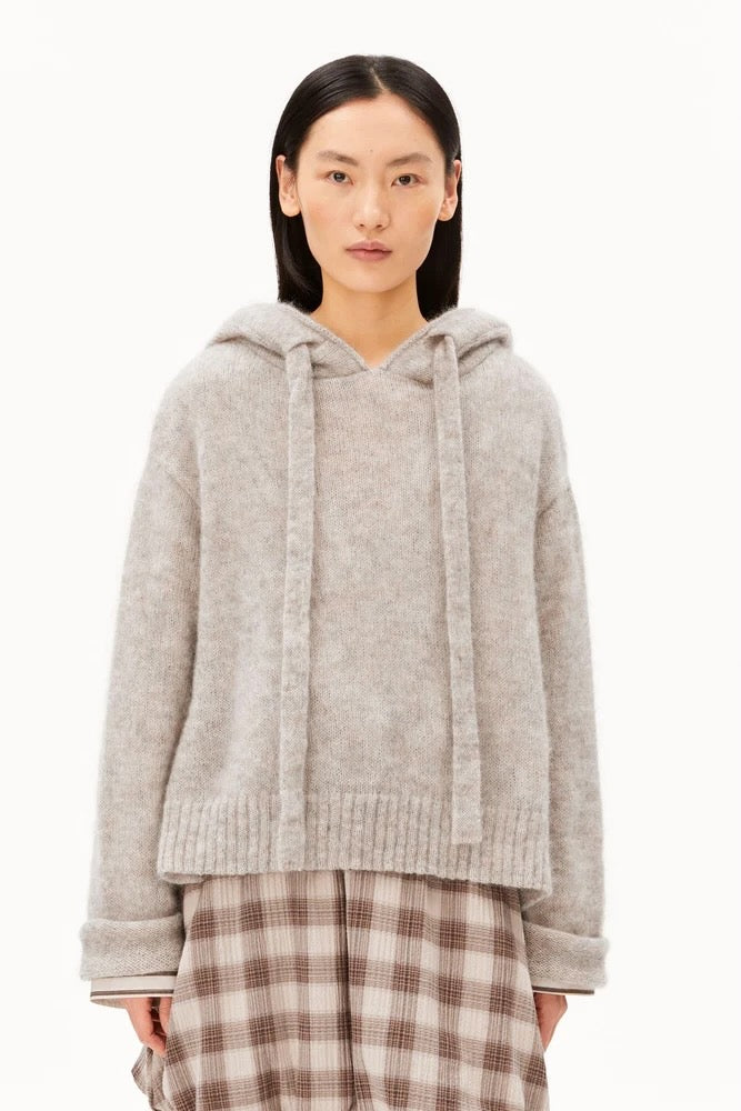 MOHAIR Blend Knit Hoody honey melange