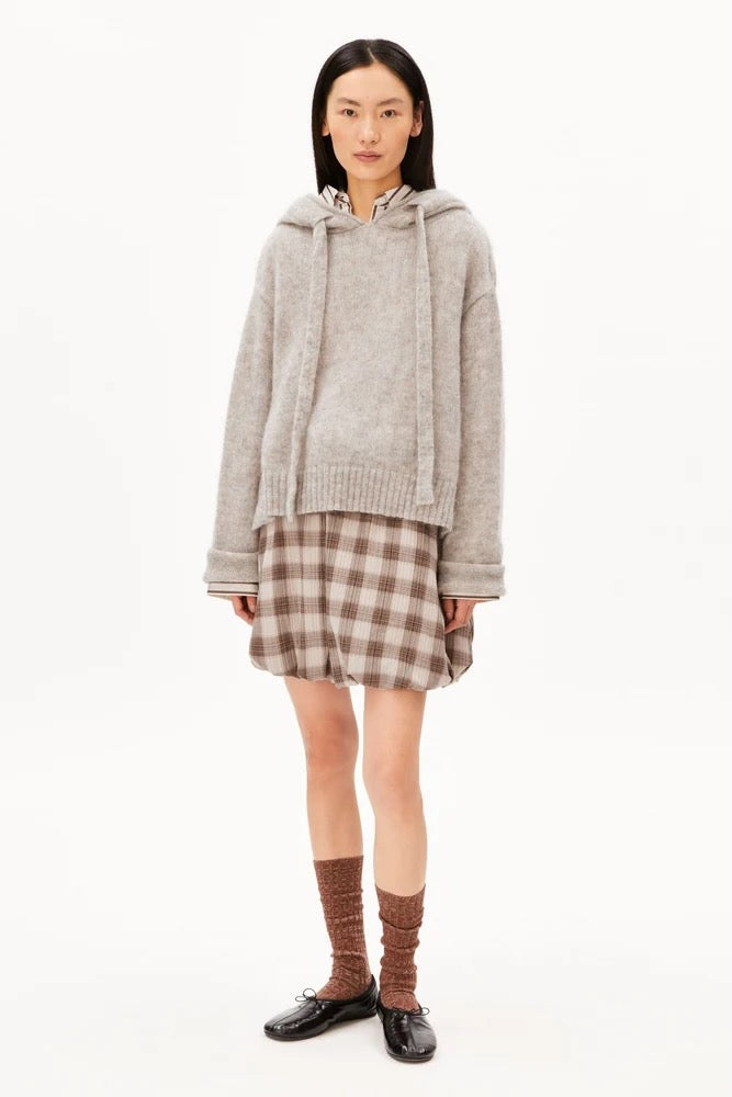MOHAIR Blend Knit Hoody honey melange