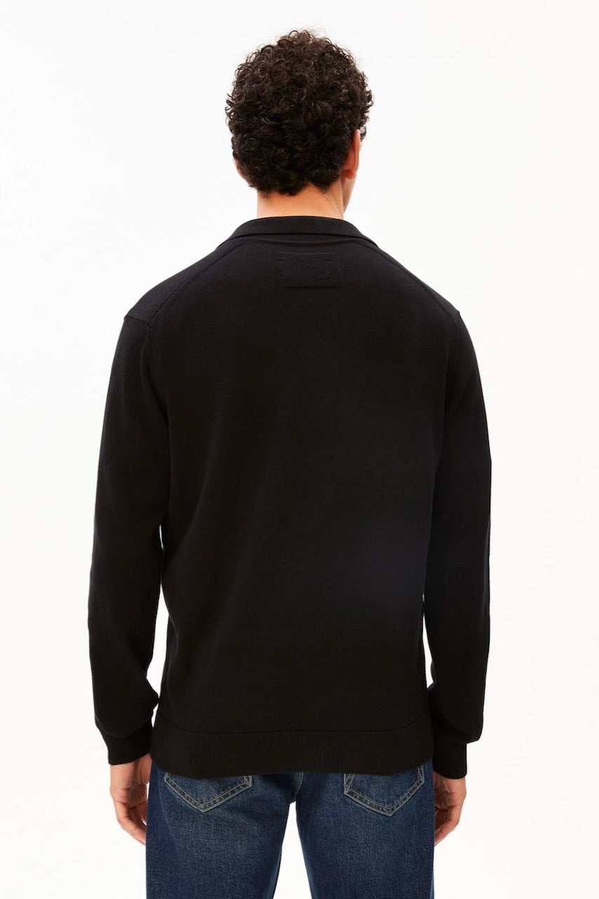KNIT LS Poloshirt black