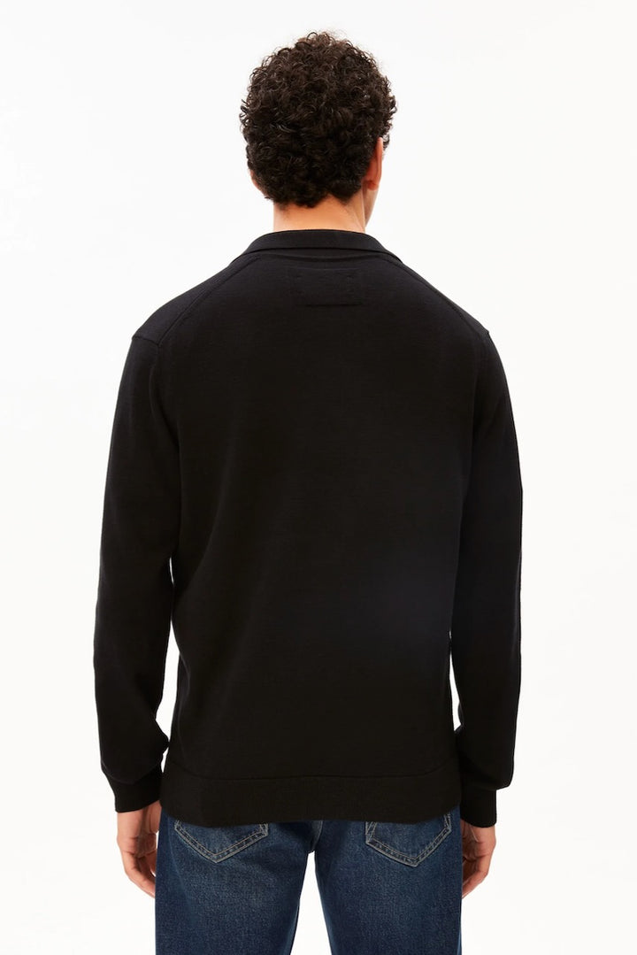 KNIT LS Poloshirt black