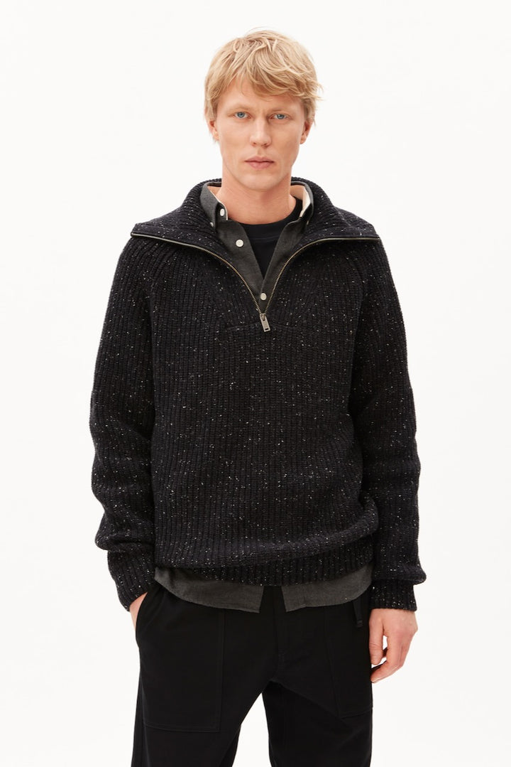 TWEED Knit Troyer black