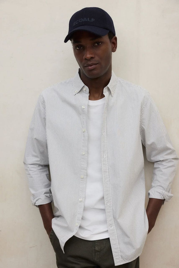 ANTONIO Shirt white green stripes
