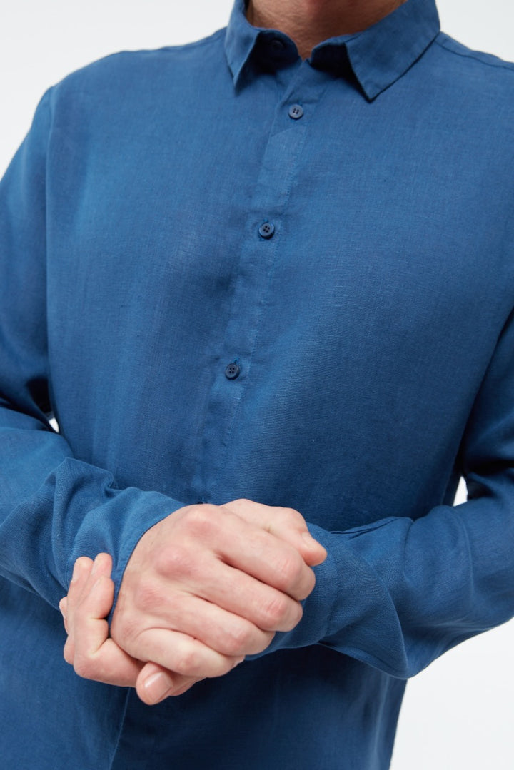 GBKent Linen Shirt blazing blue