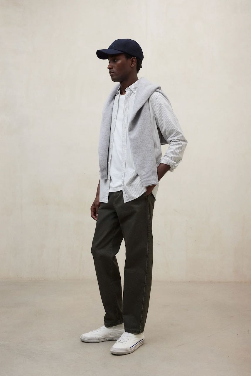 ANTONIO Shirt white green stripes