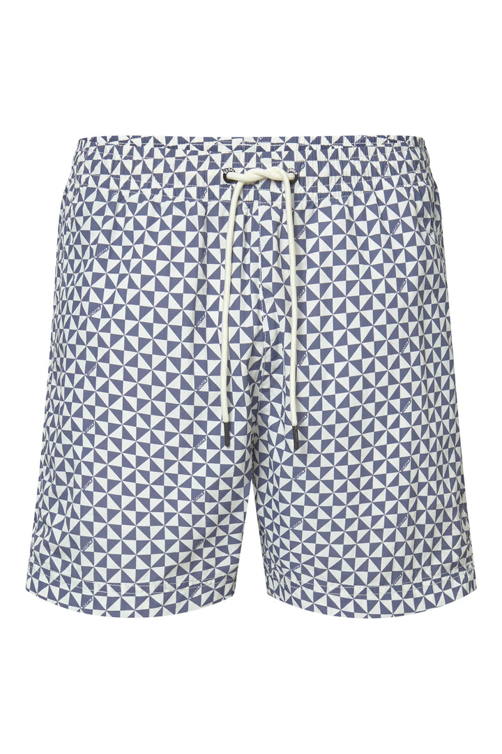 BEQUIA Badehose blue geometric print