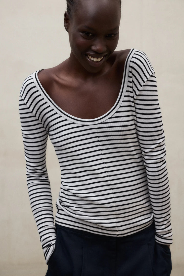 FARO LS T-Shirt white black stripe