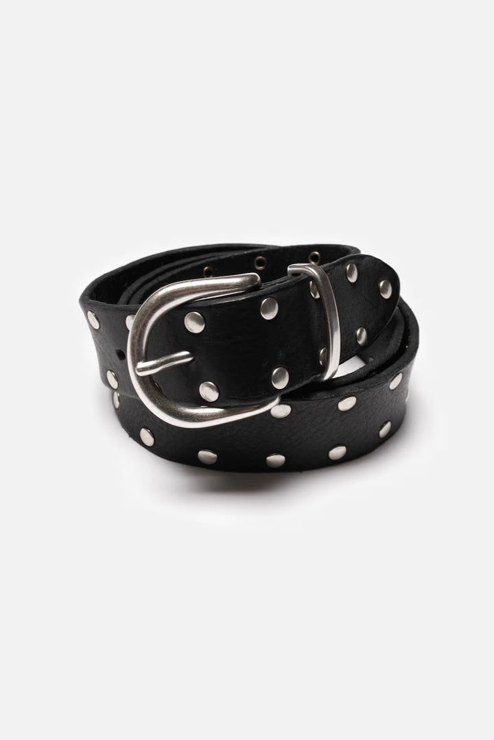 SILVER Studded Leather Belt black