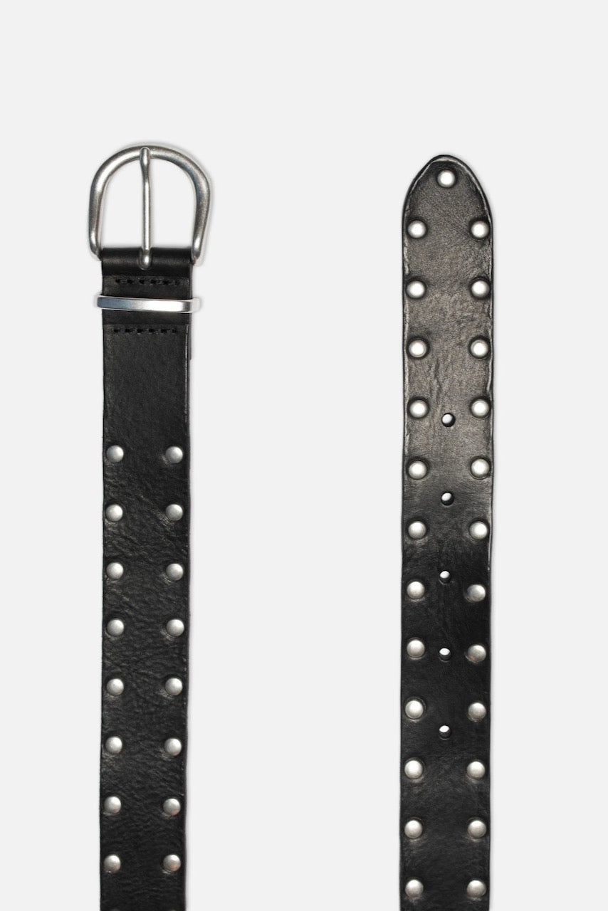 SILVER Studded Leather Belt black