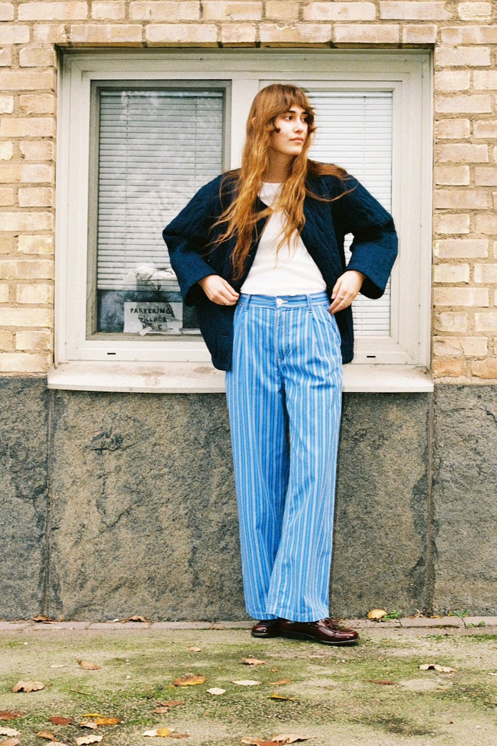 GULLAN Pants Striped blue/offwhite