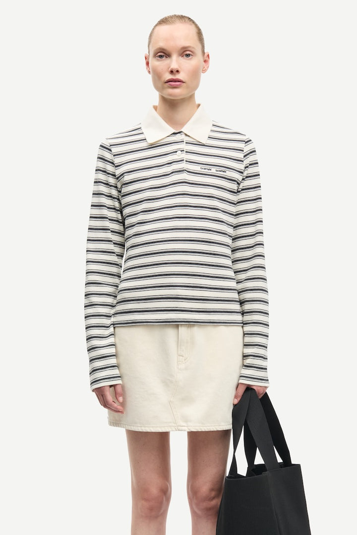 SADONELL LS Polo egret stripe