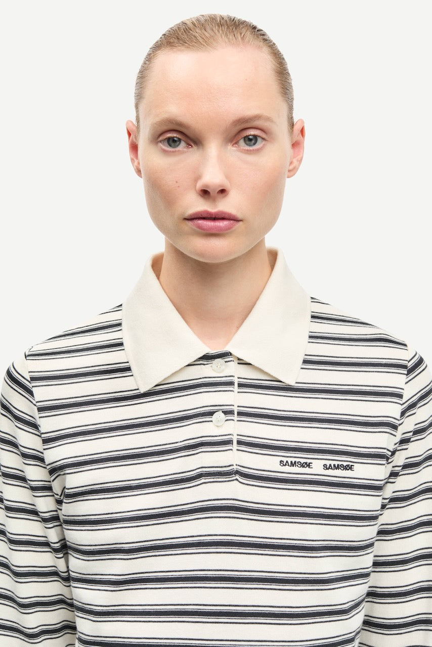 SADONELL LS Polo egret stripe